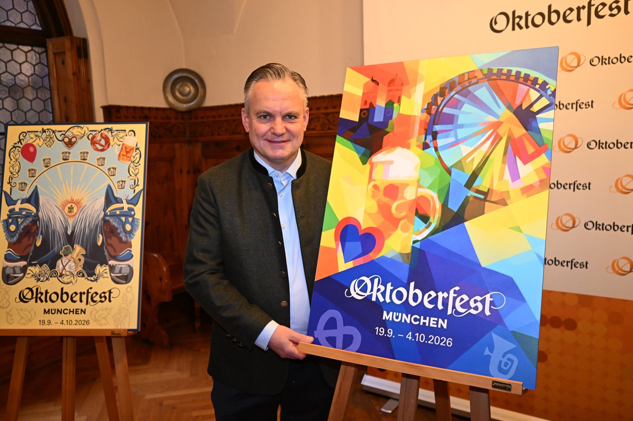 Oktoberfest-Plakat 2026: Wiesn-Embleme im Farbenrausch